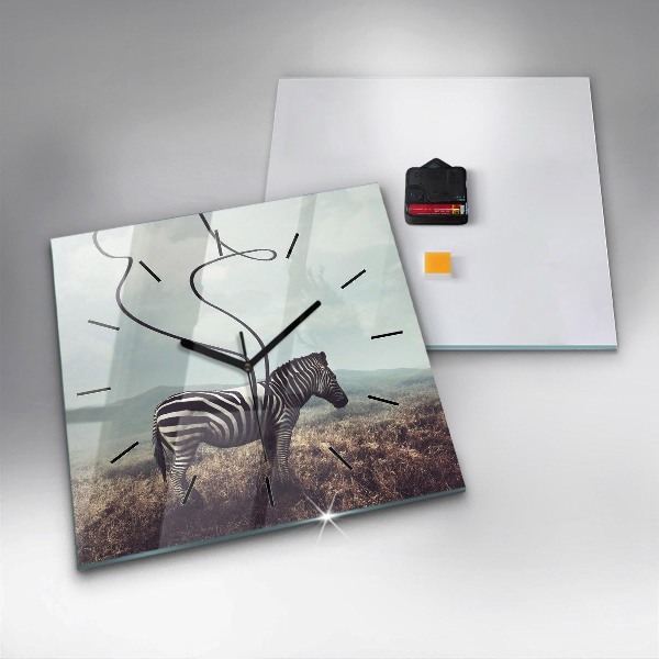 Square wall clock Zebra – Abstraction