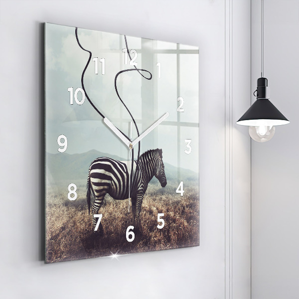 Square wall clock Zebra – Abstraction