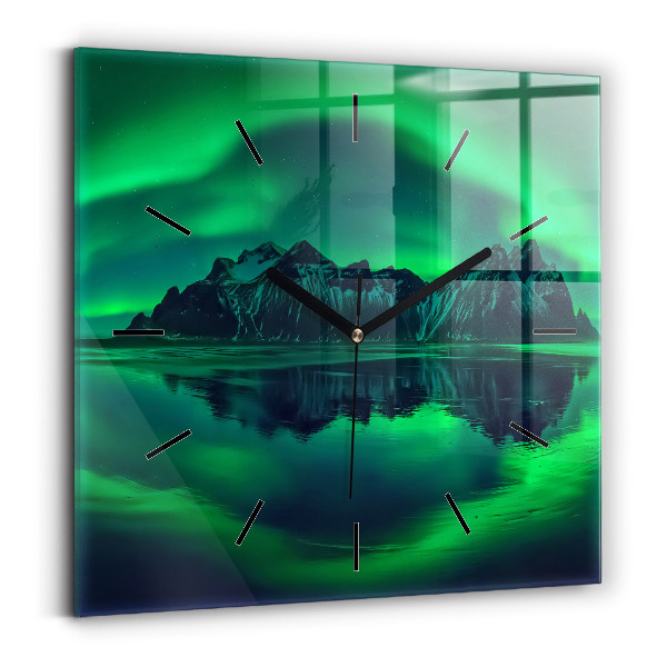 Square wall clock Northern lights