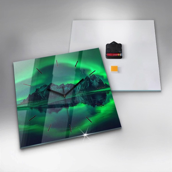 Square wall clock Northern lights