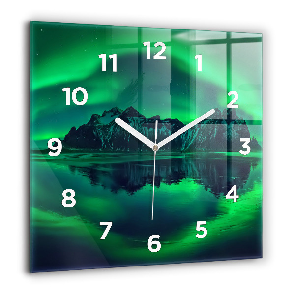 Square wall clock Northern lights