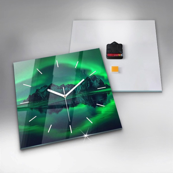 Square wall clock Northern lights