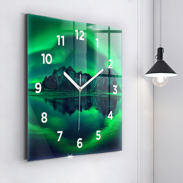 Square wall clock Northern lights