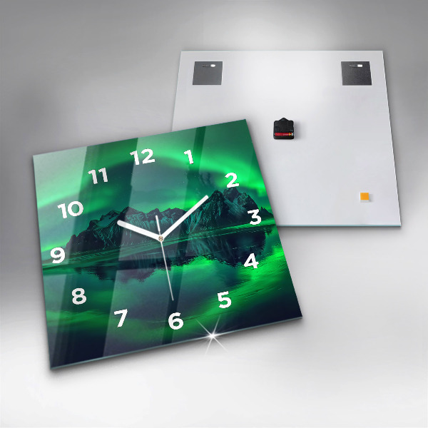 Square wall clock Northern lights