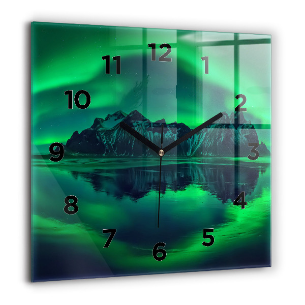 Square wall clock Northern lights