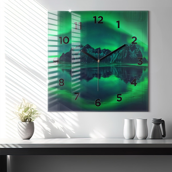 Square wall clock Northern lights