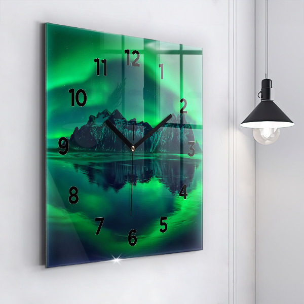 Square wall clock Northern lights
