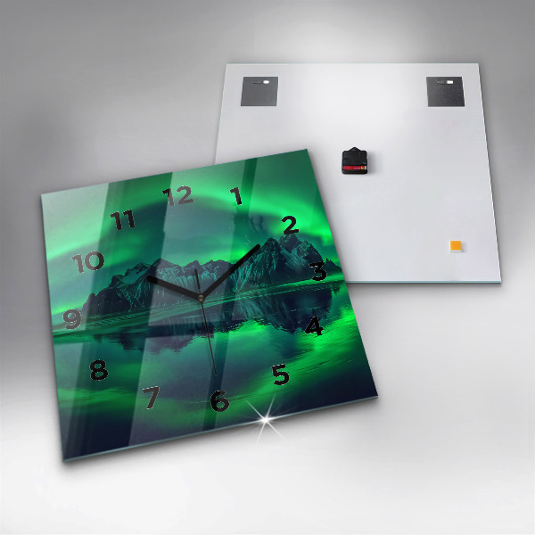Square wall clock Northern lights
