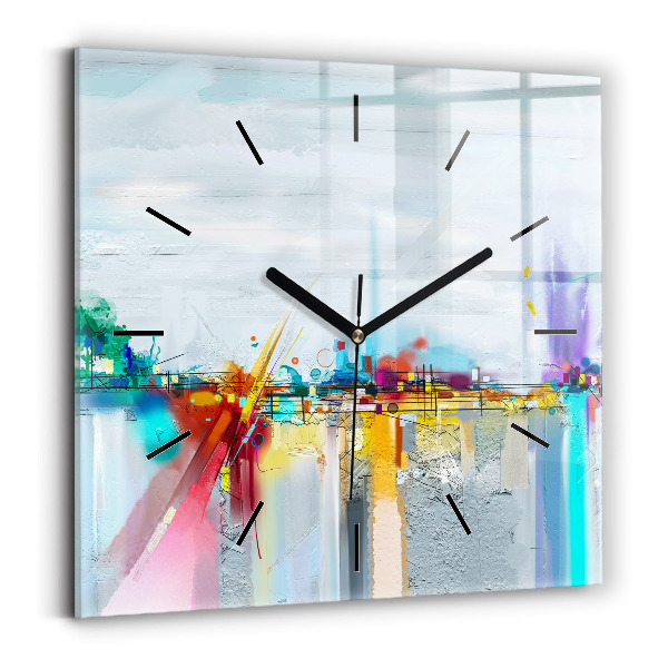 Square wall clock Abstract oil landscape