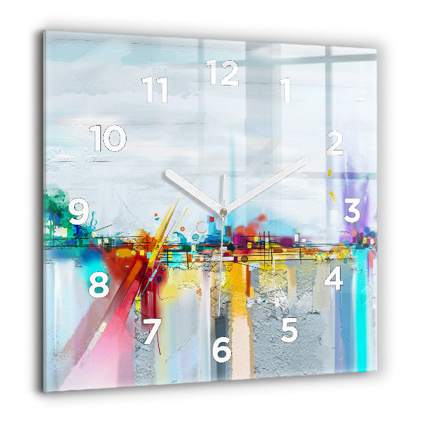 Square wall clock Abstract oil landscape