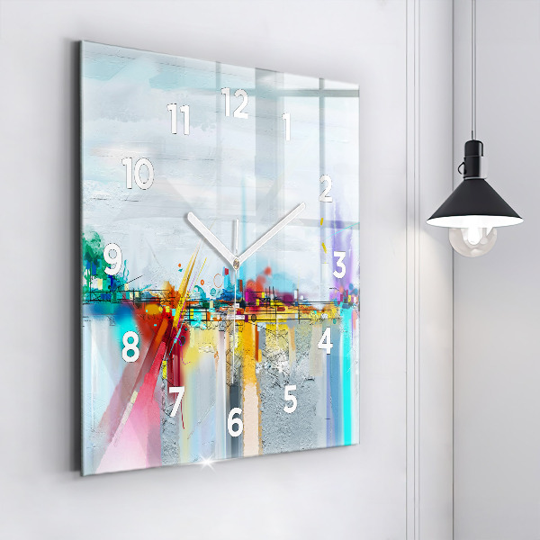 Square wall clock Abstract oil landscape