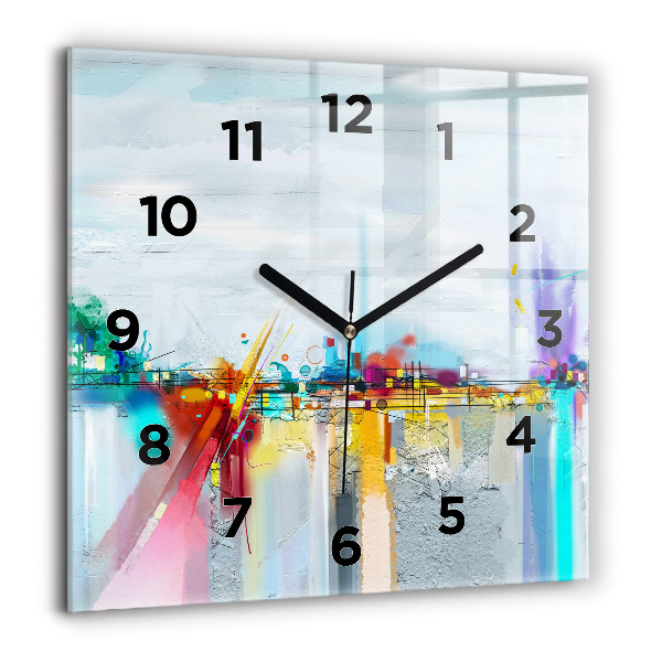 Square wall clock Abstract oil landscape