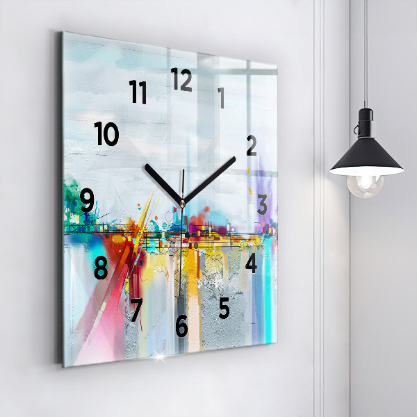 Square wall clock Abstract oil landscape