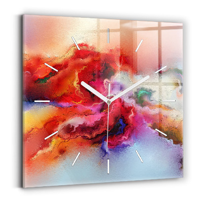 Square wall clock Spilled paint