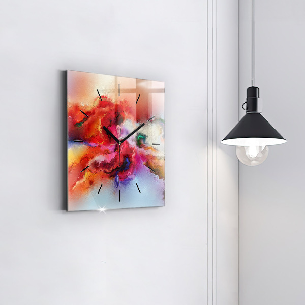 Square wall clock Spilled paint