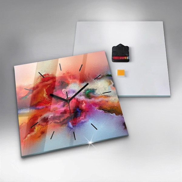 Square wall clock Spilled paint