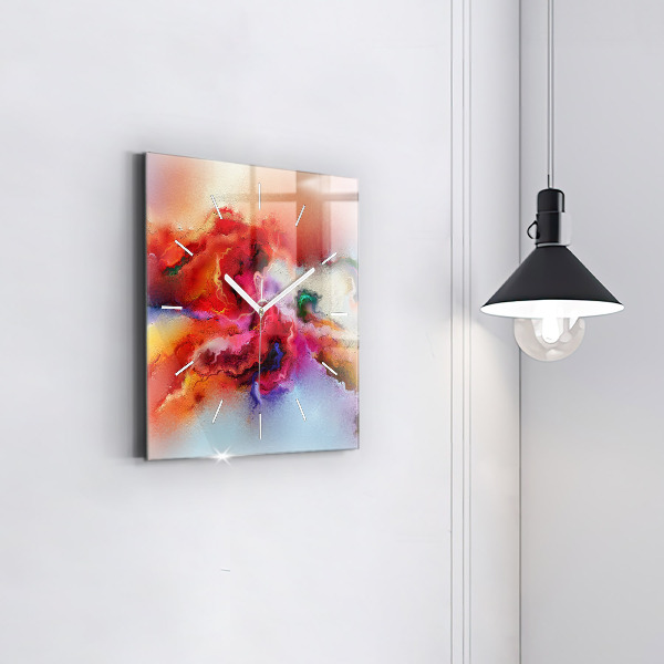 Square wall clock Spilled paint