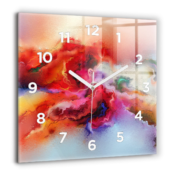 Square wall clock Spilled paint