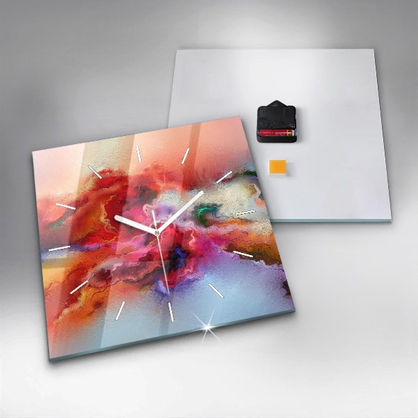Square wall clock Spilled paint