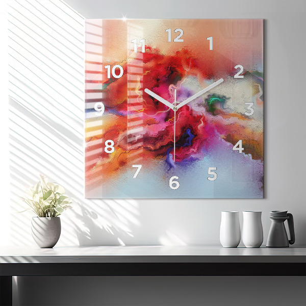 Square wall clock Spilled paint
