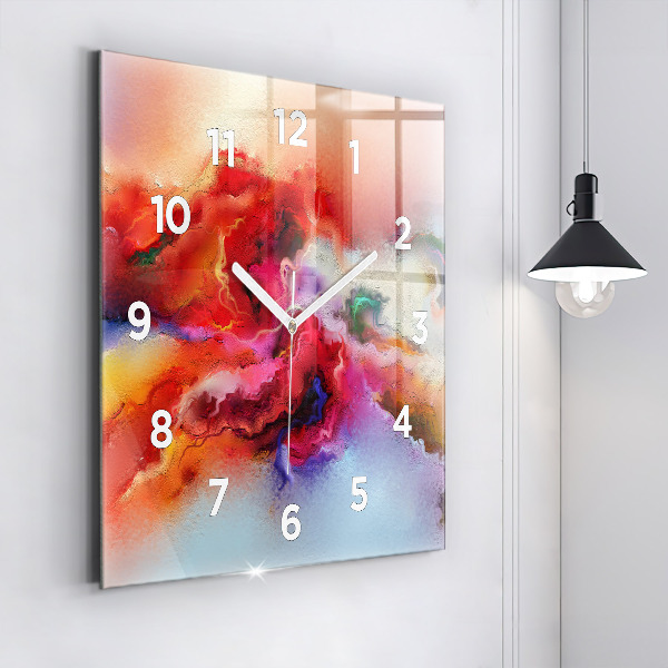 Square wall clock Spilled paint