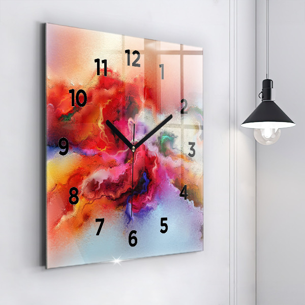 Square wall clock Spilled paint