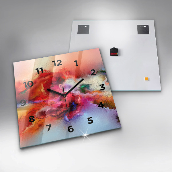 Square wall clock Spilled paint