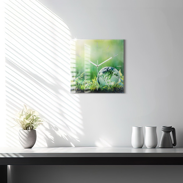 Square wall clock Globe