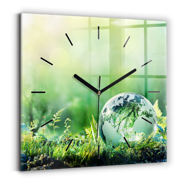 Square wall clock Globe