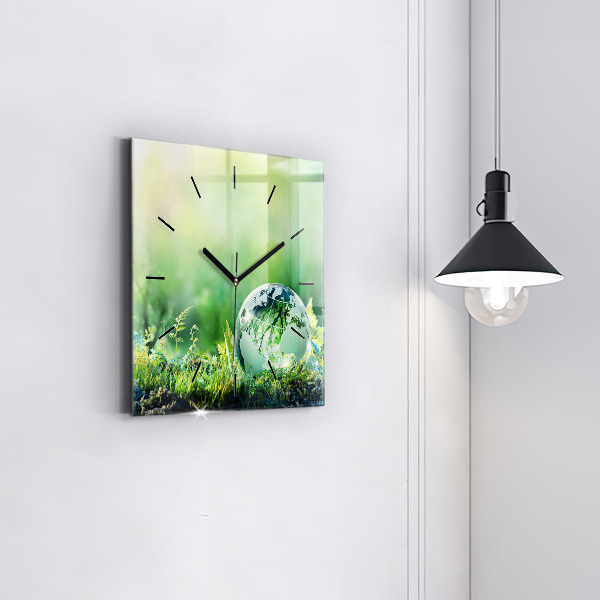 Square wall clock Globe