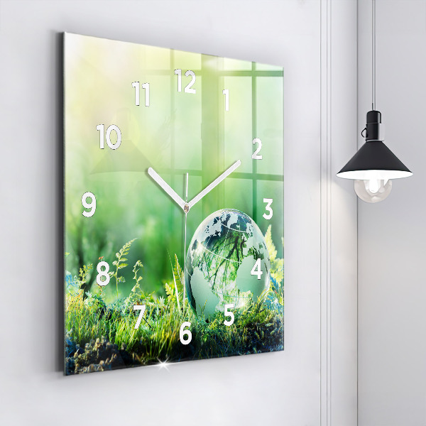 Square wall clock Globe