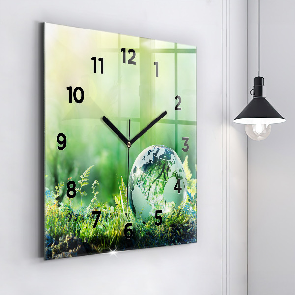 Square wall clock Globe