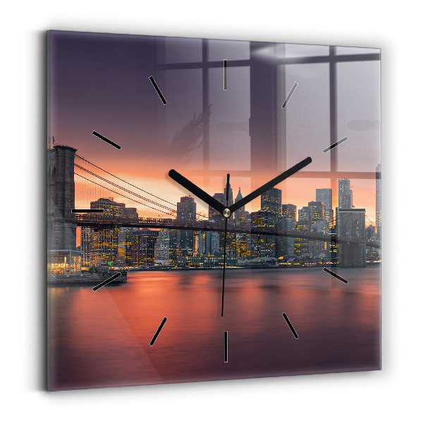 Square wall clock New York East River