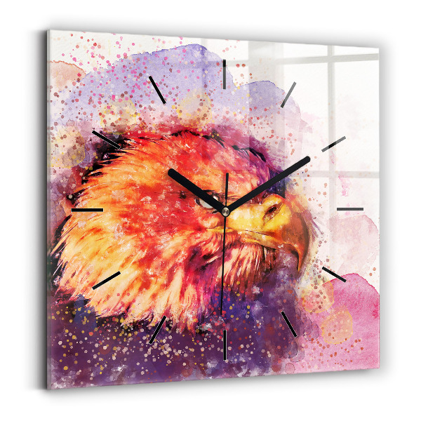 Square wall clock Watercolor eagle