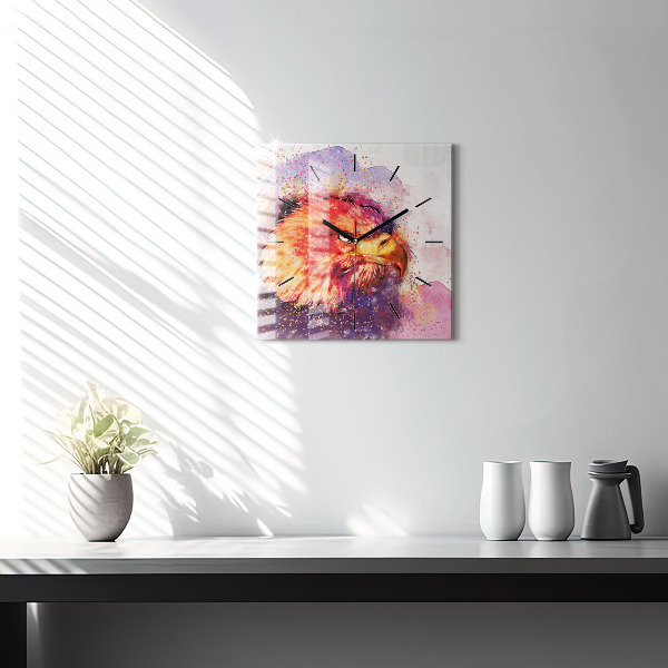 Square wall clock Watercolor eagle