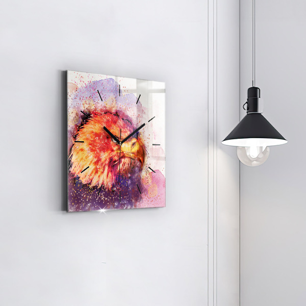 Square wall clock Watercolor eagle