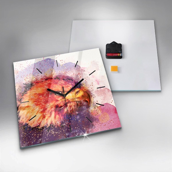 Square wall clock Watercolor eagle