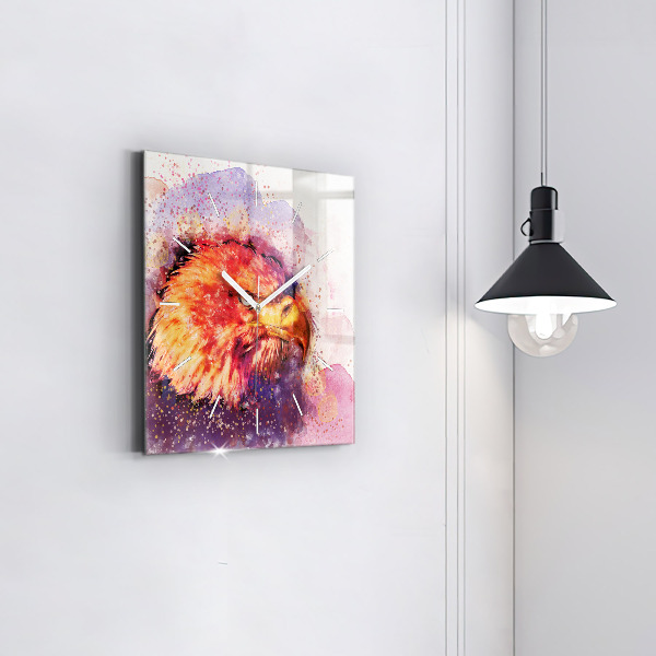 Square wall clock Watercolor eagle