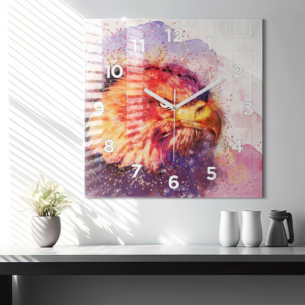 Square wall clock Watercolor eagle