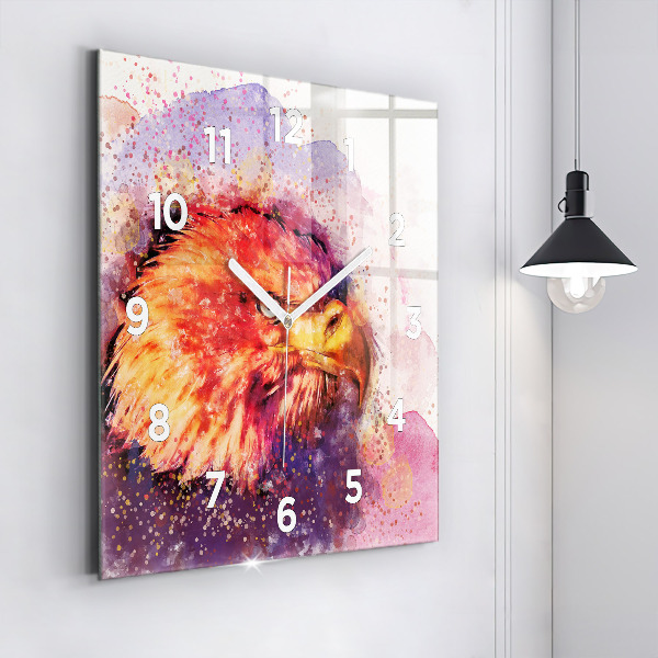 Square wall clock Watercolor eagle