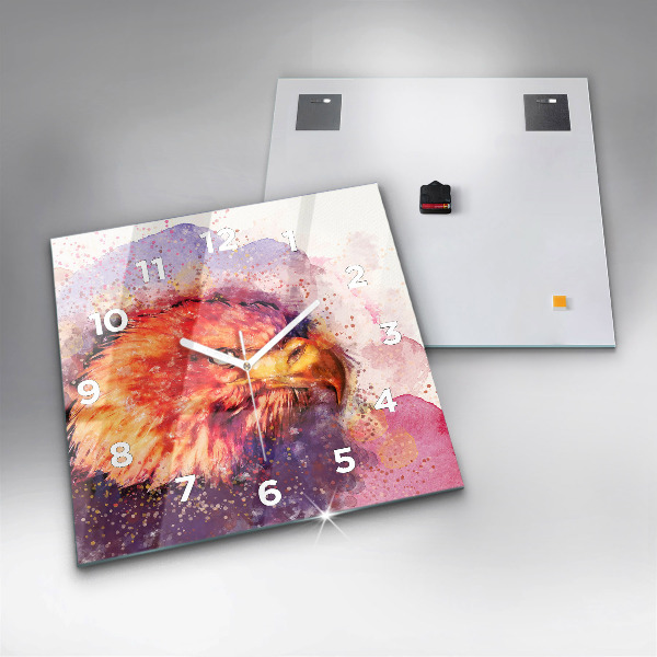 Square wall clock Watercolor eagle