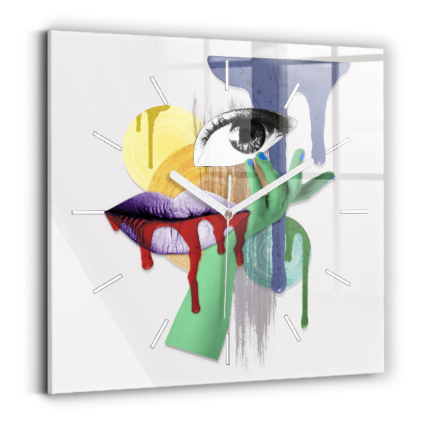 Square wall clock Surrealist collage