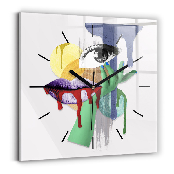 Square wall clock Surrealist collage