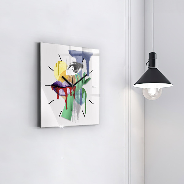 Square wall clock Surrealist collage