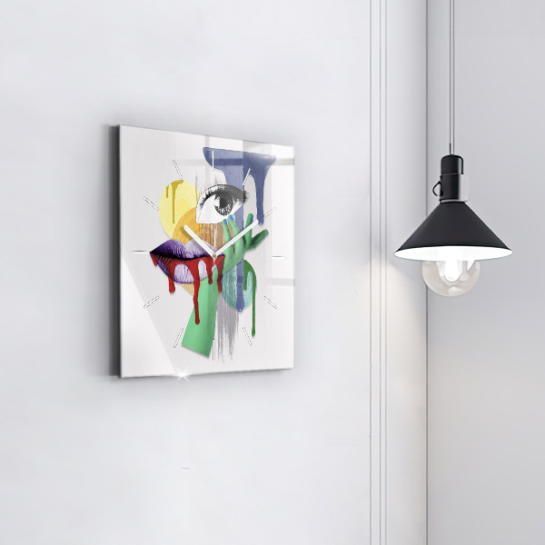 Square wall clock Surrealist collage