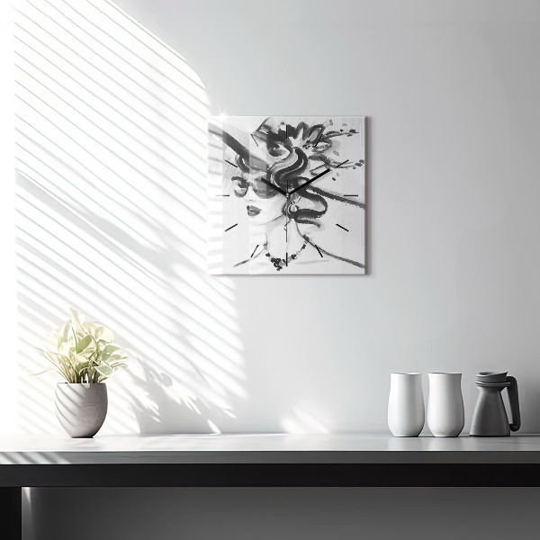 Square wall clock Fashionable woman