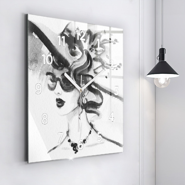 Square wall clock Fashionable woman