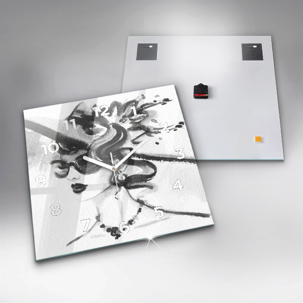 Square wall clock Fashionable woman