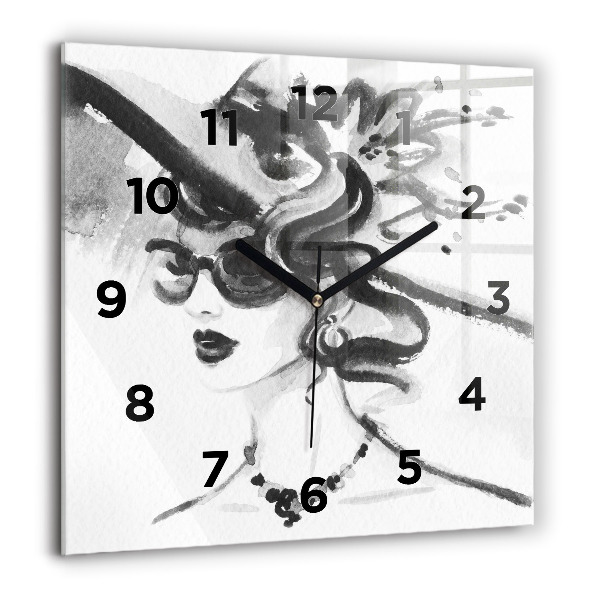 Square wall clock Fashionable woman