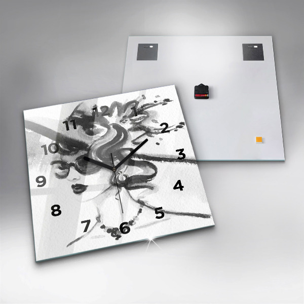 Square wall clock Fashionable woman